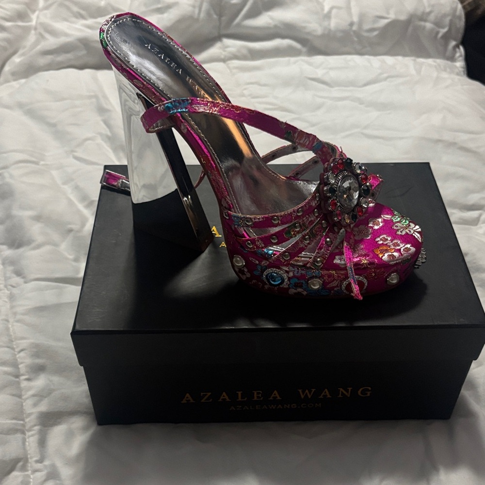 Azalea Wang Fuchsia Embellished Women's Heels